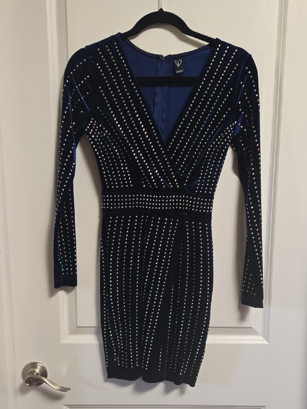 Windsor Blue Velvet Studded Dress